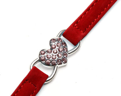 Heart Bling Cat Collar with Safety Belt and Bell 8-11 Inches